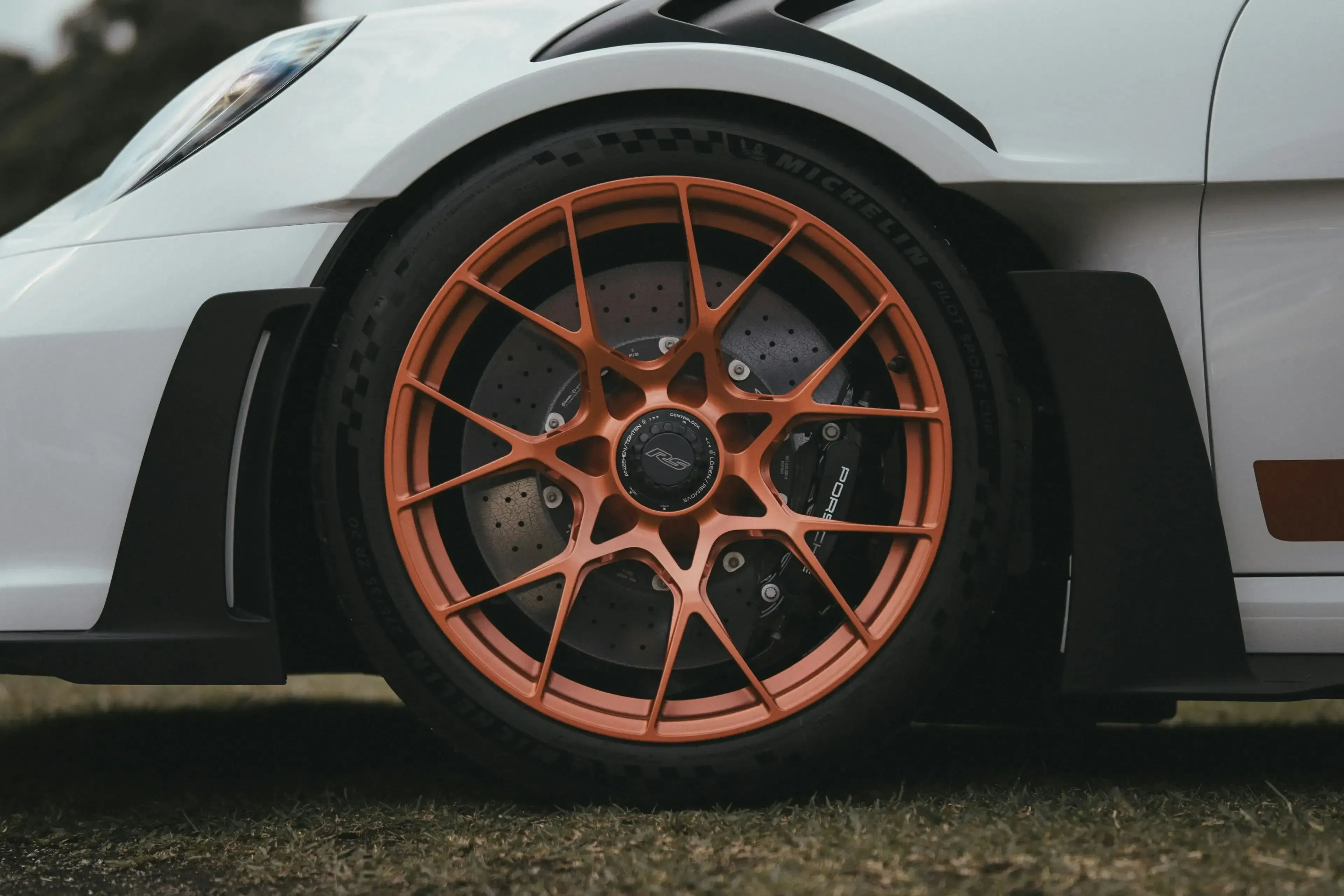 A wheel of a Porshe 911 GT3 car